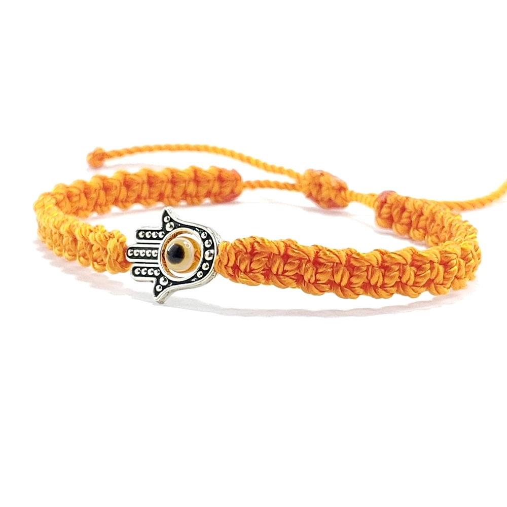 Orange Hamsa Hand bracelet evil eye wristband